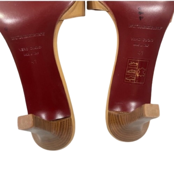 BURBERRY Open Toe Leather  Heeled Mules Womens Slide Sandals Size EU 41/ US 10.5 - Picture 14 of 15